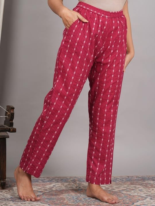 Printed Cotton Dress for Women – Night Suit with Round Neck
